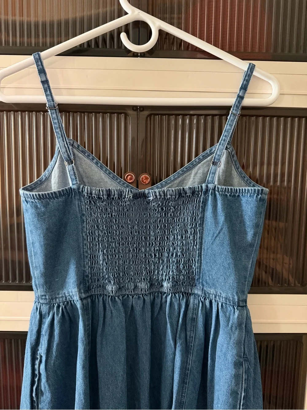 GAP Blue Denim Sweetheart Maxi Dress